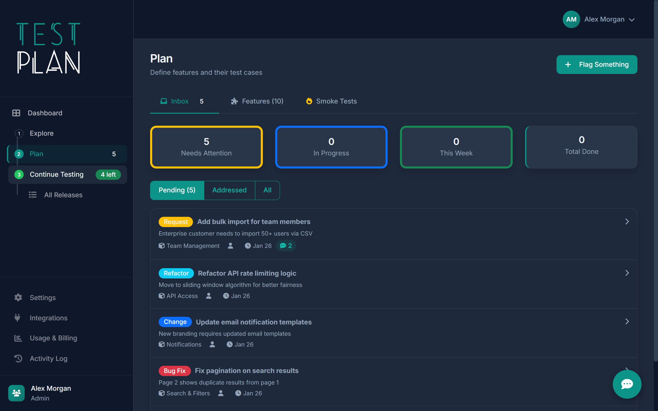 TestPlan - change inbox